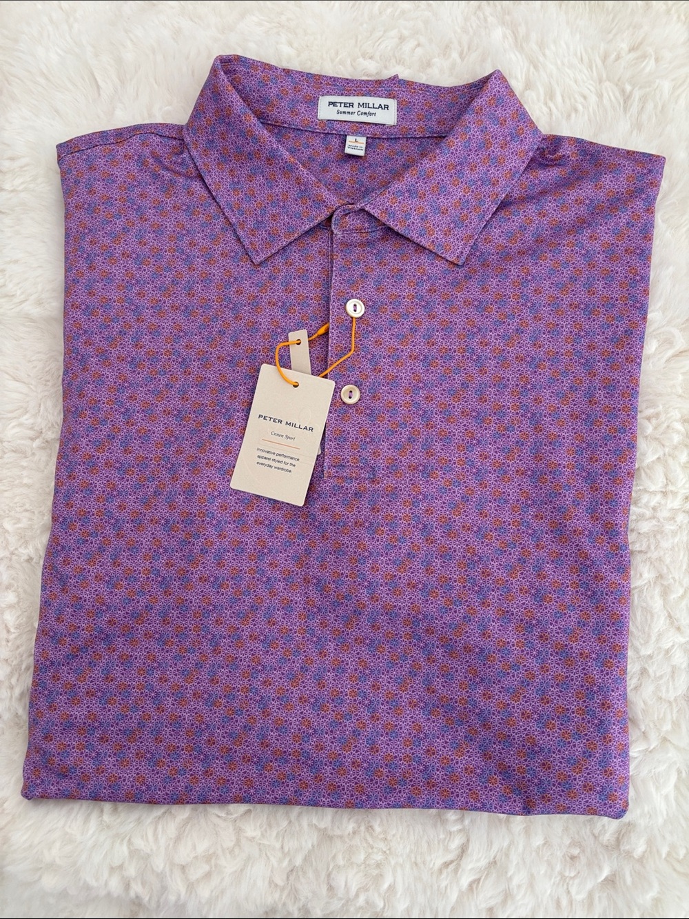 PETER MILLAR crown sport men’s lavender polo shirt large BNWT